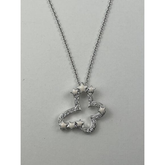 Swarovski Swan Logo Necklace Silver Tone Butterfly Stars 15"-16.5" - Picture 4 of 11
